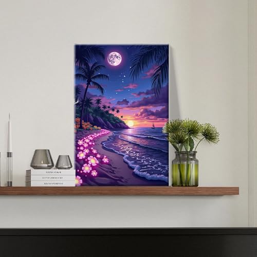 JOOZ Moon Paint by Numbers Kit for Adults with Frame 8x12 Inch - color: Moonlight 078