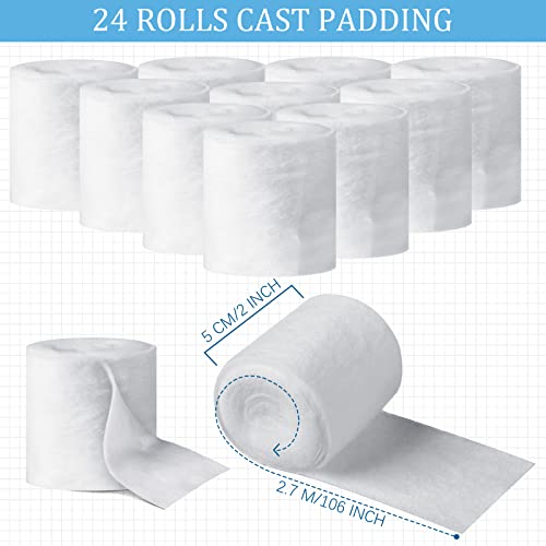 Treela 24 Rolls Cotton Cast Padding Individually Wrapped,2 Inch x 8.9 Ft | Soft Undercast for Plaster Casts, Pet Bandages, Halloween Mummy Decor, Mask Making, Art Projects, Comfortable Wrap - size: 2 Inch x 8.9 ft