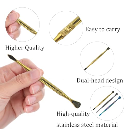 Klyeola 4Pcs Wax Carving Tools Set, Stainless Steel Double-Ended Sculpting and Modeling Tools Kit, Wax Spoon and Carving Tool for Clay, Pottery, Jewelry Making(Gold) - color: Gold