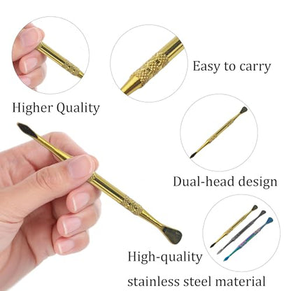 Klyeola 4Pcs Wax Carving Tools Set, Stainless Steel Double-Ended Sculpting and Modeling Tools Kit, Wax Spoon and Carving Tool for Clay, Pottery, Jewelry Making(Gold) - color: Gold