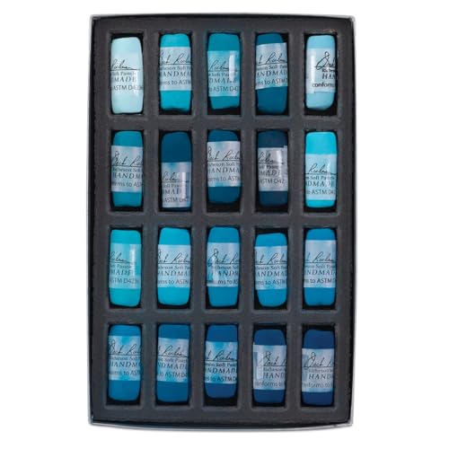 Jack Richeson 422969 Hand Rolled Soft Pastels Set (20 Piece), Turquoise Blue