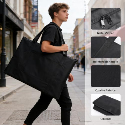 Ostlttyn Art Portfolio Case, Waterproof 18x24 Inch Large Art Portfolio Bag with Shoulder Strap for Artwork, Poster, Sketching, and Drawing, Black - size: 18 x 24 inches