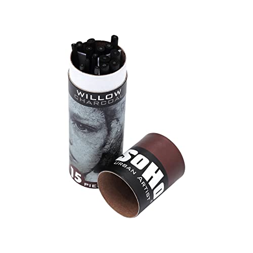 Soho Urban Artist Willow Charcoal - Drawing Charcoal for Artists, Students, Blending, Live Figure Drawing, & More! - [Black - Set of 15] - size: 15 Count (Pack of 1)