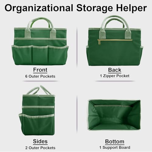 Cupohus Craft Organizer Bag, Green Art Supply Tote with Multiple Pockets - color: Green