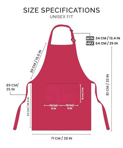Utopia Kitchen 2 Pack Bib Apron, Adjustable with 2 Pockets, Water and Oil Resistant, Cooking Kitchen Chef Apron for Women Men - color: Pink