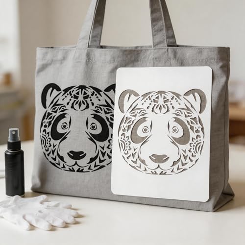 TIAMECH A4 Reusable Mandala Zentangle Panda Stencil for Painting - style: Mandala Panda