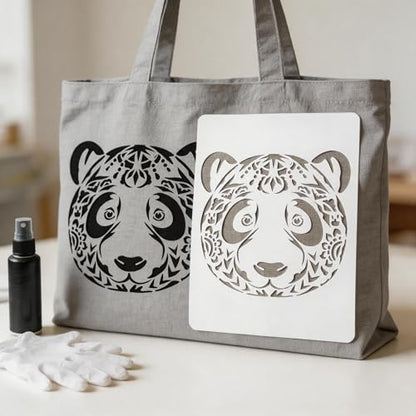 TIAMECH A4 Reusable Mandala Zentangle Panda Stencil for Painting - style: Mandala Panda