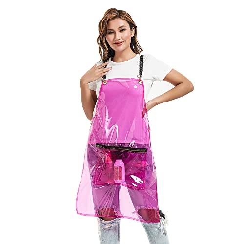Hair Stylist Apron for Women - Waterproof Barber Nail Tech Apron Hairdresser Hairstylist Salon Aprons with Pocket - color: Pink