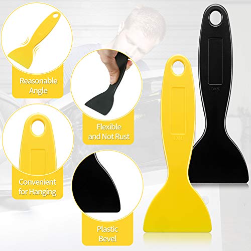 12 Pieces Plastic Spatula Putty Knife, Air Bubble Remover Sticker Installation Tool Flexible Paint Scrapers for 3D Printing Resin Removal Vinyl Film Wrap Cleaner, Spackling, Patching, Decal, Wallpaper - color: Black, Yellow