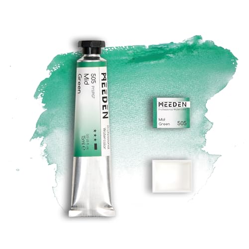 MEEDEN Professional Artist Watercolor Paint: Mid Green - 15ml/0.5oz - color: Mid Green