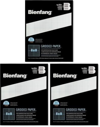 Bienfang Designer Grid Paper Pad, 8x8 Cross Section, 8.5 x 11 inches, 50 Sheets (Pack of 3) - color: 8x8 Cross Section, size: 8.5 x 11 (Pack of 3)