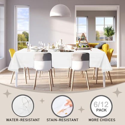 D&Z 6 Pack White Disposable Plastic Tablecloth 54"x108" Table Cover - color: White, size: 6 Pack 54"×108" Rectangle