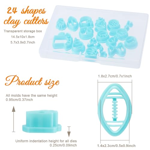 ORIGACH 24 Pcs Football Clay Cutters Set | 14 Rugby Elements Polymer Clay Cutter Shapes with 10 Number Polymer Clay Stamps for Earring Jewelry Making - style: Football