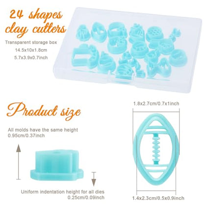 ORIGACH 24 Pcs Football Clay Cutters Set | 14 Rugby Elements Polymer Clay Cutter Shapes with 10 Number Polymer Clay Stamps for Earring Jewelry Making - style: Football