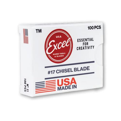 Excel Blades #17 100-Pack Chisel Craft Knife Blades, Carbon Steel | eavy Duty Craft Knives Blade Set For Precision Chiseling, Shaving, Carving & Trimming – Made in USA - size: 100 Pack