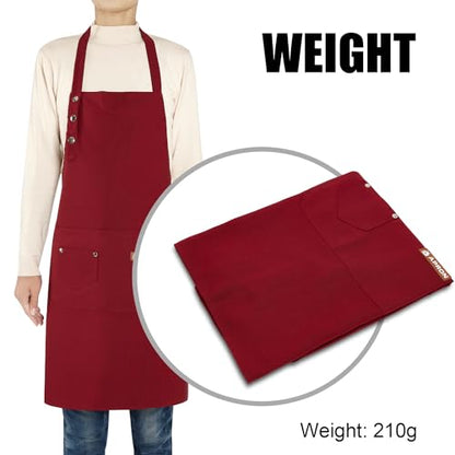 2 Pack Kitchen Cooking Aprons, Adjustable Bib Soft Chef Apron with 2 Pockets for Men Women - color: Rose Pink