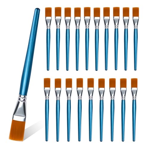 JEAWIWI 20 Pcs Acrylic Paintbrush Set, 30mm Flat Artist Paintbrushes, Blue | Oil Watercolor Face Paint Brushes for Rock Painting, Face Art, Canvas Painting, Body Art, and More Art Projects - size: 20 PCS