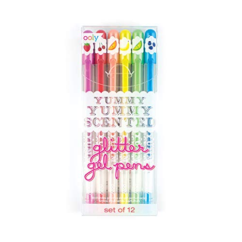 Ooly Scented Yummy Yummy Glitter Gel Pens, Set of 12 | Ages 3+, 1.00mm Nib, Scented Glitter Pens for Kids and Adults, Fun Art and Stationery Supplies for School - style: Glitter Pens (Plastic Package)