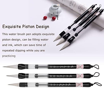 LiebeWH Water Brush Pen Set 6Pcs Refillable for Watercolor Painting Chinese Calligraphy Hand Lettering Travel Art Supplies Beginners and Professionals