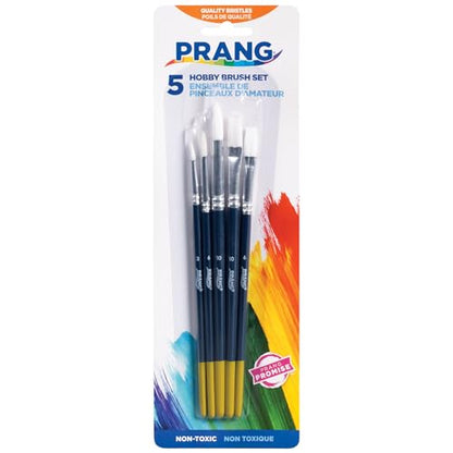 Prang Hobby Paint Brush Set, Assorted Sizes, 5 Brushes/Set, 1 Set - size: 5 Count (Pack of 1)
