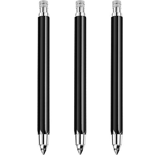 Outus 3 Pcs 5.6 mm Lead Holder Mechanical Pencils Sketch up Automatic Clutch Graphite Pencil with Built-in Sharpener Lead Pencil For Construction, Draft Drawing, Crafting, Art Sketching(Black) - color: Black