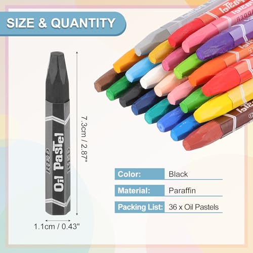 PATIKIL Black Oil Pastels, 36Pcs Soft Oil Crayons Pastels Stick Vibrant and Creamy Art Supplies Bulk for Artists Beginners Art Painting Drawing Blending Graffiti Gallery - color: Black