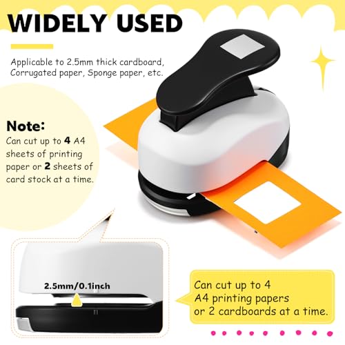 CHENGU 6 Pcs Square Punch Set 3in/2in/1.5in/1in/0.6in/0.3in Scrapbook Hole Punchers Crafting with 10 Sticker Paper Square Cutter Scrapbook for Office Supplies DIY Albums Photos(Black) - color: Black, style: Square