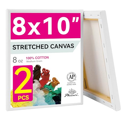 PHOENIX 8x10 Inch Pack of 2 Canvas - Stretched Canvases for Painting, 8 Oz Triple Primed 5/8 Inch Profile 100% Cotton White Blank Framed Canvas for Oil Acrylic & Pouring Art - size: 8"x10", style: Studio 2 Pack Set