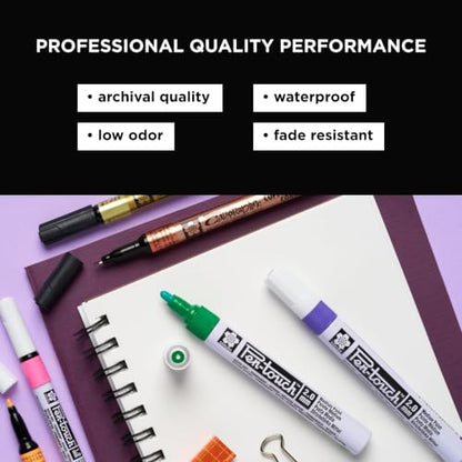 SAKURA 47391 4-Piece Fine Pentouch Calligrapher Paint Marker, 1.8mm, Gold, Silver, Copper and Black | Archival Quality Pens for Glass, Wood, Porcelain, Plastic, and Metal, Waterproof, Fade Resistant, Low Odor, Xylene Free - size: 1 Count (Pack of 4)