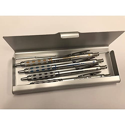 Four Graphgear 1000 Mechanical Pencil Set- 0. 3mm, 0. 5mm, 0. 7mm & 0. 9mm / Four Rerill Leads/Pen-type Triangle Eraser/Pencase, Silver