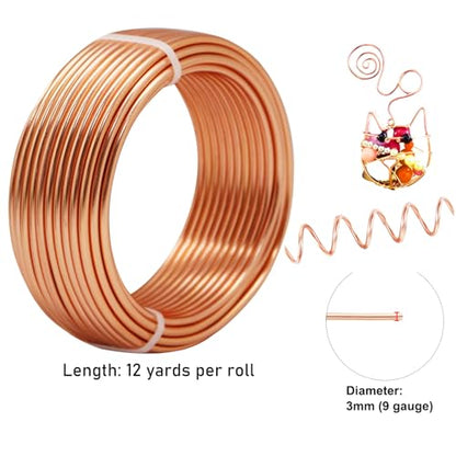 Aluminum Craft Wire, 3mm×11m Bendable Metal Wire for Jewelry Making, Sculpting, Floral Making, Wreath Making, Crafting, Wire Wrapping, Christmas Ornaments (Copper) - color: Copper