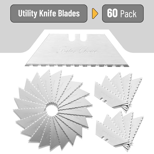 Bates- Utility Knife Blades, Serrated Edge, 60 Pack, Silver, Carbon Steel, Replacement Blade for Box Cutters - color: Silver With Serrated Edge, size: 60 Pack