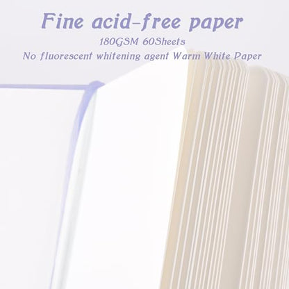 Mix Media Pad,3.5"x5.5" Small Hardcover Leather Art Sketchbook,60 Sheets(112lb/180gsm) Heavyweight Acid Free Artistic Painting Drawing Sketching Paper, Handy Pocket Journal Sketchbook.Taro Purple - color: 180gsm-taro purple