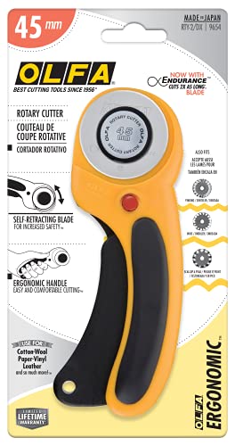 OLFA 45mm Ergonomic Squeeze-Handle Rotary Cutter (RTY-2/DX) - Auto-Retract