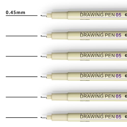 Muchcute 05 Fine Point Writing Pens: 6 Black 0.45mm Smooth No Bleed Bible - color: 6 Fine Point 05(0.45mm)