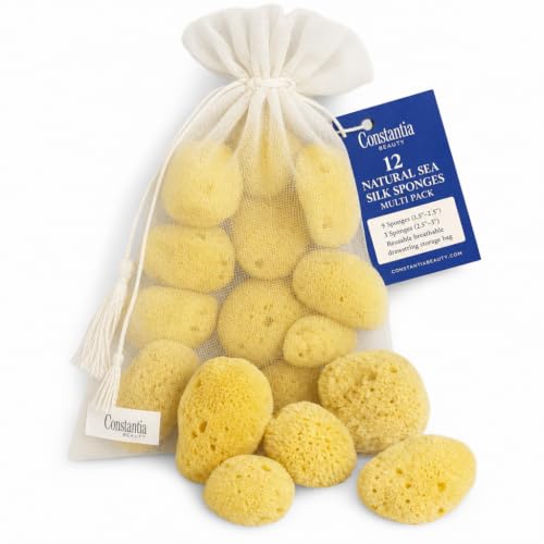 Natural Sea Silk Sponges 12pk, Cosmetic Grade Makeup & Blending Facial Care
