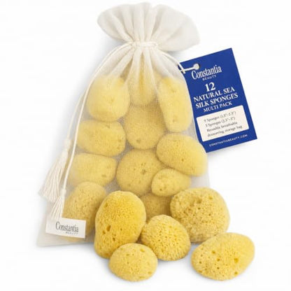Natural Sea Silk Sponges 12pk, Cosmetic Grade Makeup & Blending Facial Care