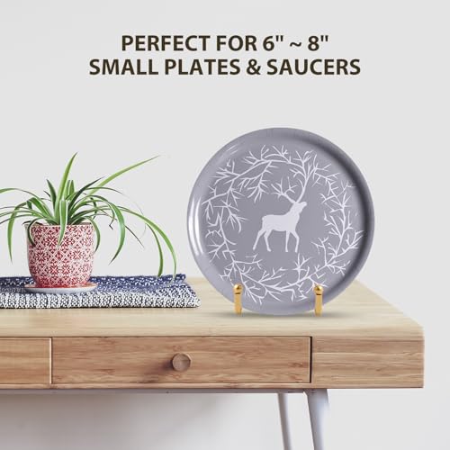 Plate Holder Easel Display Stand - 3 inch Metal Plate Stands for Display - Tabletop Picture Stand - Gold Iron Easels for Display Pictures | Photo Frames | Book | Decorative Plates | Plaque - 1 Pack - size: 3 inch