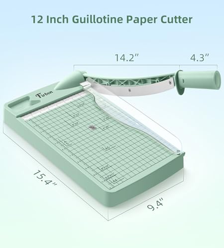 Firbon 12 Inch Guillotine Paper Cutter, Heavy Duty Paper Trimmer | 12-Sheet Capacity | Morandi | Dual Scale | Paper, Cardstock & Photo Trimming | Scrapbooking Craft | Office, Home & Studio Use - color: Morandi