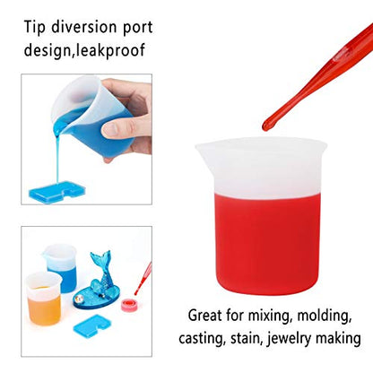 Gartful 100ml Silicone Measuring Cups for Resin Mixing, 6PCS Mixing Cups for Epoxy Resin, Jewelry Casting Molds, Acrylic Paint, Reusable Non-stick Pouring Tools - size: Small-100ml*6