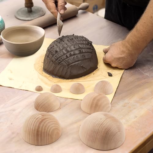 Wooden Pottery Bowl Press Molds Set, 8Pcs 8 Sizes Multi‑Size Slump Mold for Hand‑Building Clay, Bowls Trinket Dishes & Glaze Test Tiles