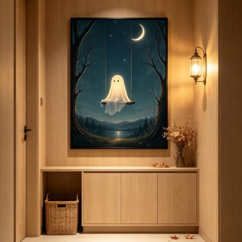 5D Halloween Diamond Painting Kit for Adults, Ghost Diamond Art Kits | DIY Full Round Drill Gem Painting Paint by Diamonds Relaxing Craft for Home Wall Decor 12x16inch - color: KM1288-1