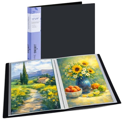 13x19 Black Art Portfolio Folder Displaying 48 Pages with Plastic Sleeves - color: Black, size: 13*19