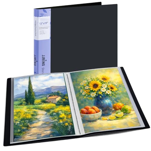 13x19 Black Art Portfolio Folder Displaying 48 Pages with Plastic Sleeves - color: Black, size: 13*19