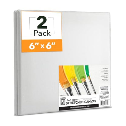 ArtSkills Stretched Canvas for Painting, 6x6 Canvas, 2-Pack Framed | Blank Canvas, Premium Wood Frame, Painting Supplies for Artists - size: 2-Pack 6x6