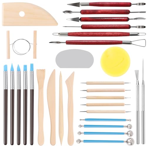 Tovotum Clay Sculpting Tools Kit 30PCS Ceramic Pottery Carving Tools Set
