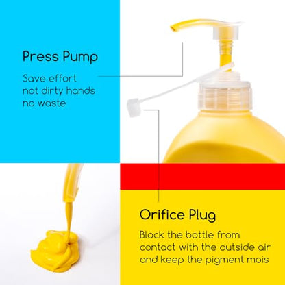 MEEDEN Mid Yellow Acrylic Paint: 1 L /33.8 oz Satin Liquid Paint with Pump Lid - Soft Body Art Paints for Canvas, Studio, School, Wall & Poured Paintings - color: Mid Yellow