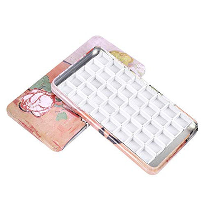 qianshan 40Pcs Empty Half Pans Watercolor Tin Palette with Magnetic Stripe | Travel Tin Palette Case,Portable Artist Paints Half Pan Kits,DIY Watercolor Oils Acrylics Painting Drawing Champs Rose - color: Champs Rose