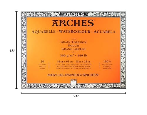 Arches Watercolor Paper Block, Rough, 18" x 24", 140 pound - size: 18"x24", style: Rough
