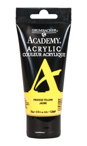 Grumbacher Academy Acrylic Paint, Gloss, 75ml/2.5 Ounce Plastic Tube, Process Yellow (C254P) - color: Process Yellow, size: 2.5 Ounce (Pack of 1)